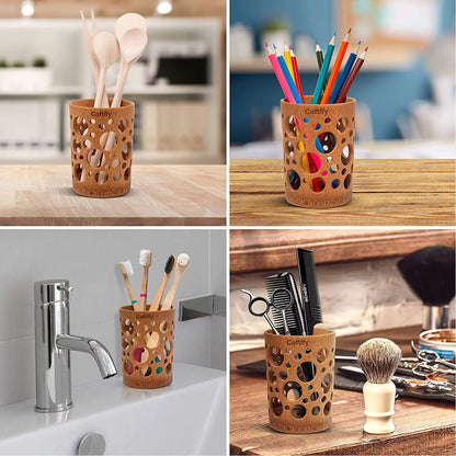 Bamboo Toothbrush Holder for Bathroom Toothbrush Cup with Drainage Quick Drying Bathroom Cup Toothpaste Holder Degradable Cup