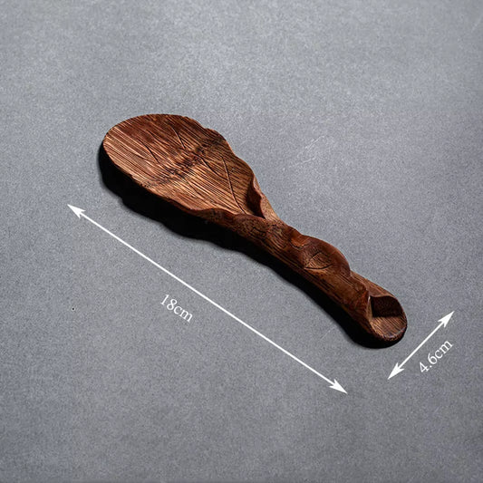 Bamboo Hand-Carved Teaspoon Traditional Kung Fu Teaware Accessories Take Leaf-Shaped Tools Chaze Coffee Beans Dosing Cup Trays