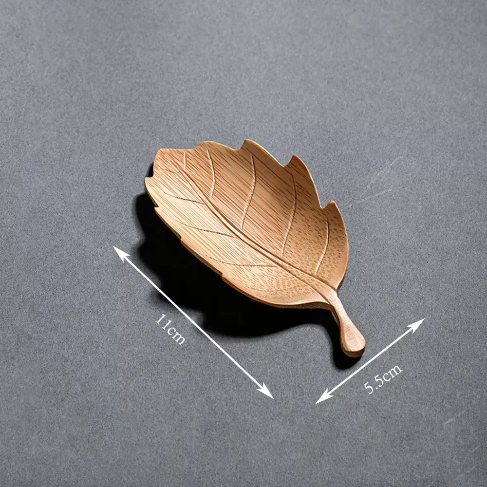 Bamboo Hand-Carved Teaspoon Traditional Kung Fu Teaware Accessories Take Leaf-Shaped Tools Chaze Coffee Beans Dosing Cup Trays