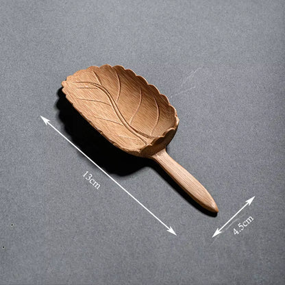 Bamboo Hand-Carved Teaspoon Traditional Kung Fu Teaware Accessories Take Leaf-Shaped Tools Chaze Coffee Beans Dosing Cup Trays