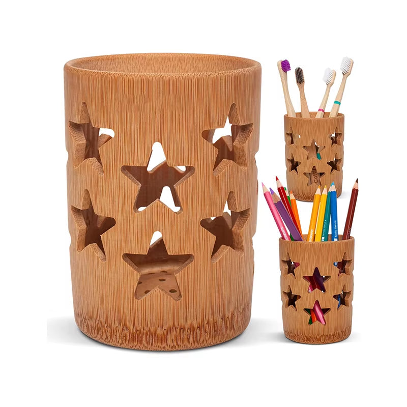 Bamboo Toothbrush Holder for Bathroom Toothbrush Cup with Drainage Quick Drying Bathroom Cup Toothpaste Holder Degradable Cup