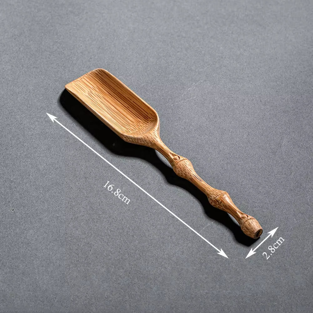 Bamboo Hand-Carved Teaspoon Traditional Kung Fu Teaware Accessories Take Leaf-Shaped Tools Chaze Coffee Beans Dosing Cup Trays