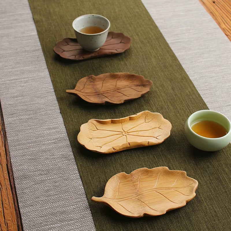 Bamboo Hand-Carved Teaspoon Traditional Kung Fu Teaware Accessories Take Leaf-Shaped Tools Chaze Coffee Beans Dosing Cup Trays